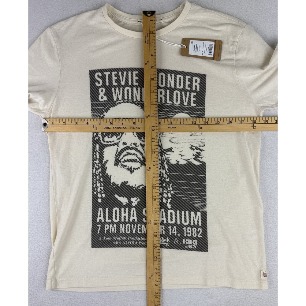 Marine Layer cream Stevie Wonder 1982 Aloha Stadium graphic NWT‎ Size XS $68 - Picture 2 of 12